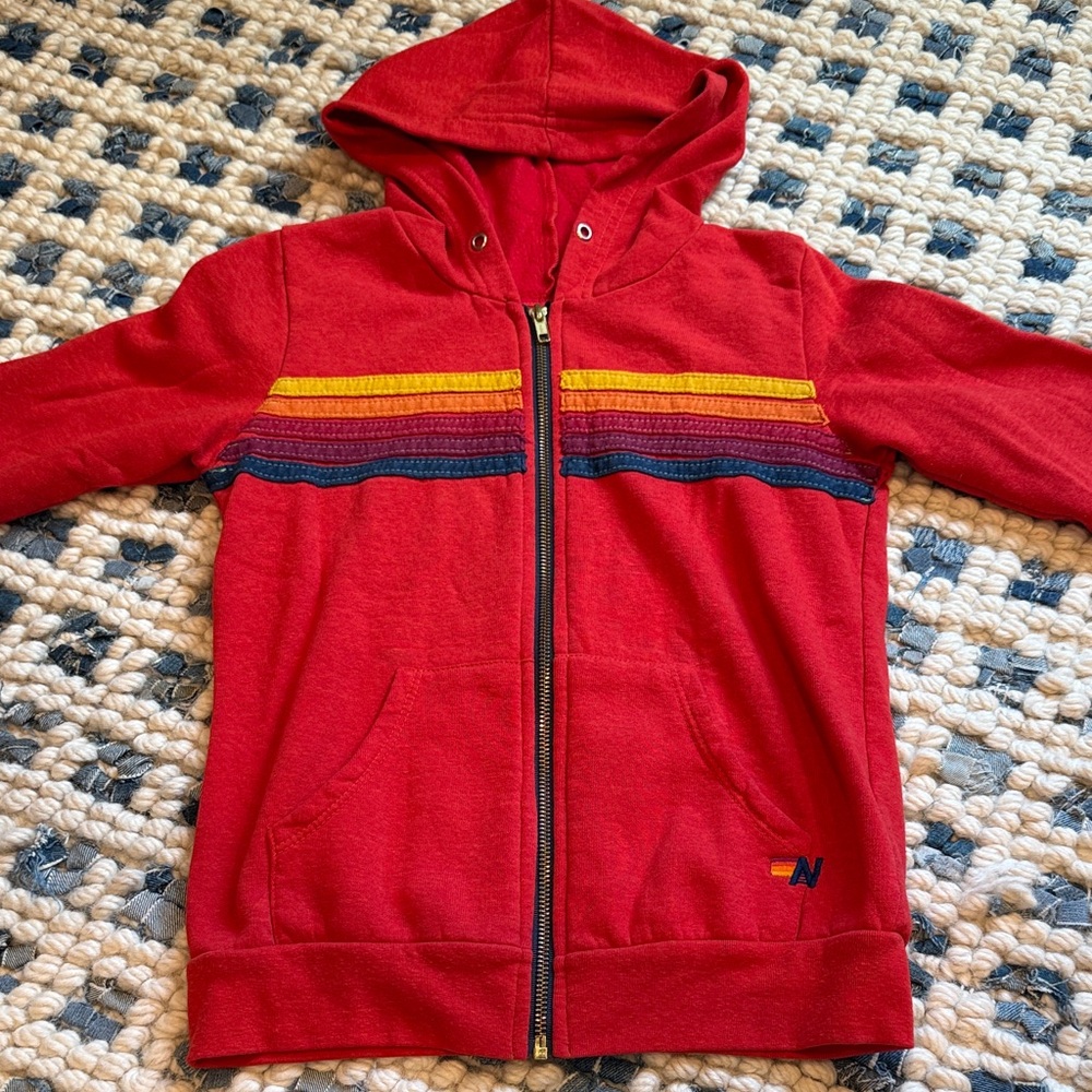 Aviator Nation 5 stripe Red Hoodie (kids 12)